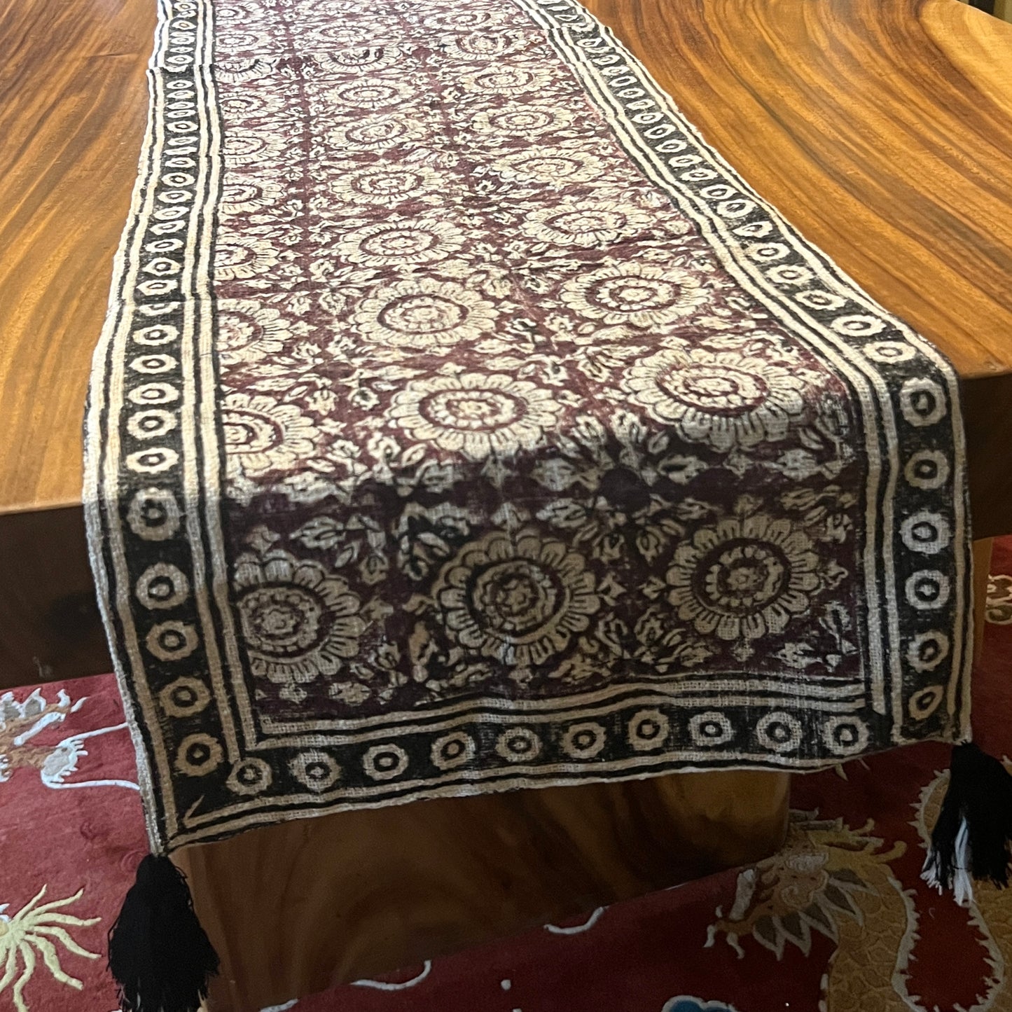 Block Print Table Runners | Wine