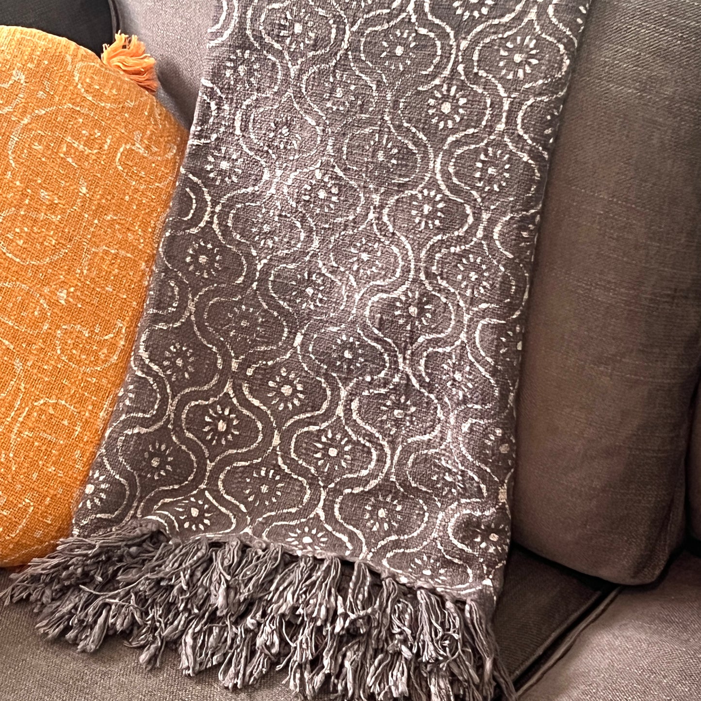 Handloomed Block Print Throw Blanket