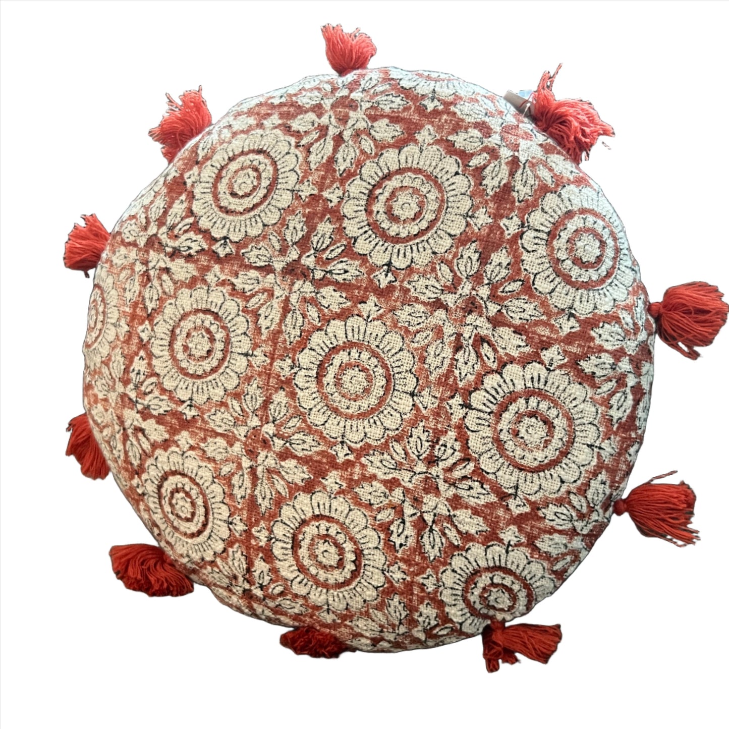 Flower Block Print Throw Pillows | Round