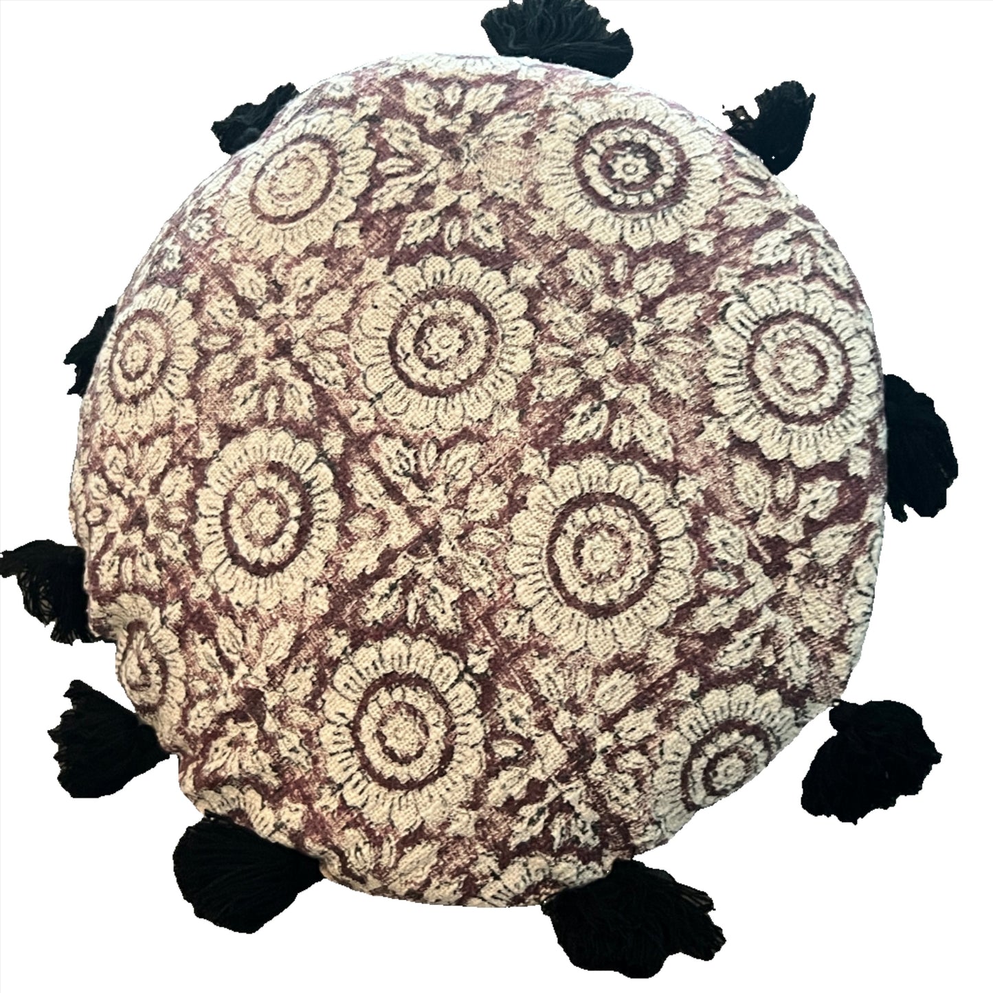 Flower Block Print Throw Pillows | Round
