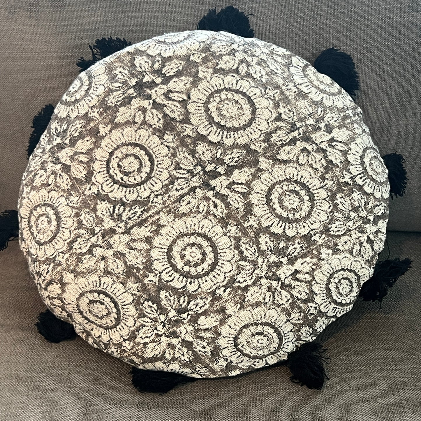 Flower Block Print Throw Pillows | Round