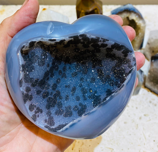 X Large Agate Druzy Puffy Hearts
