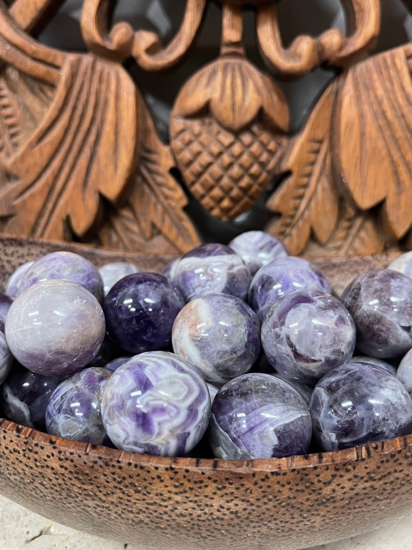Chevron Amethyst Spheres