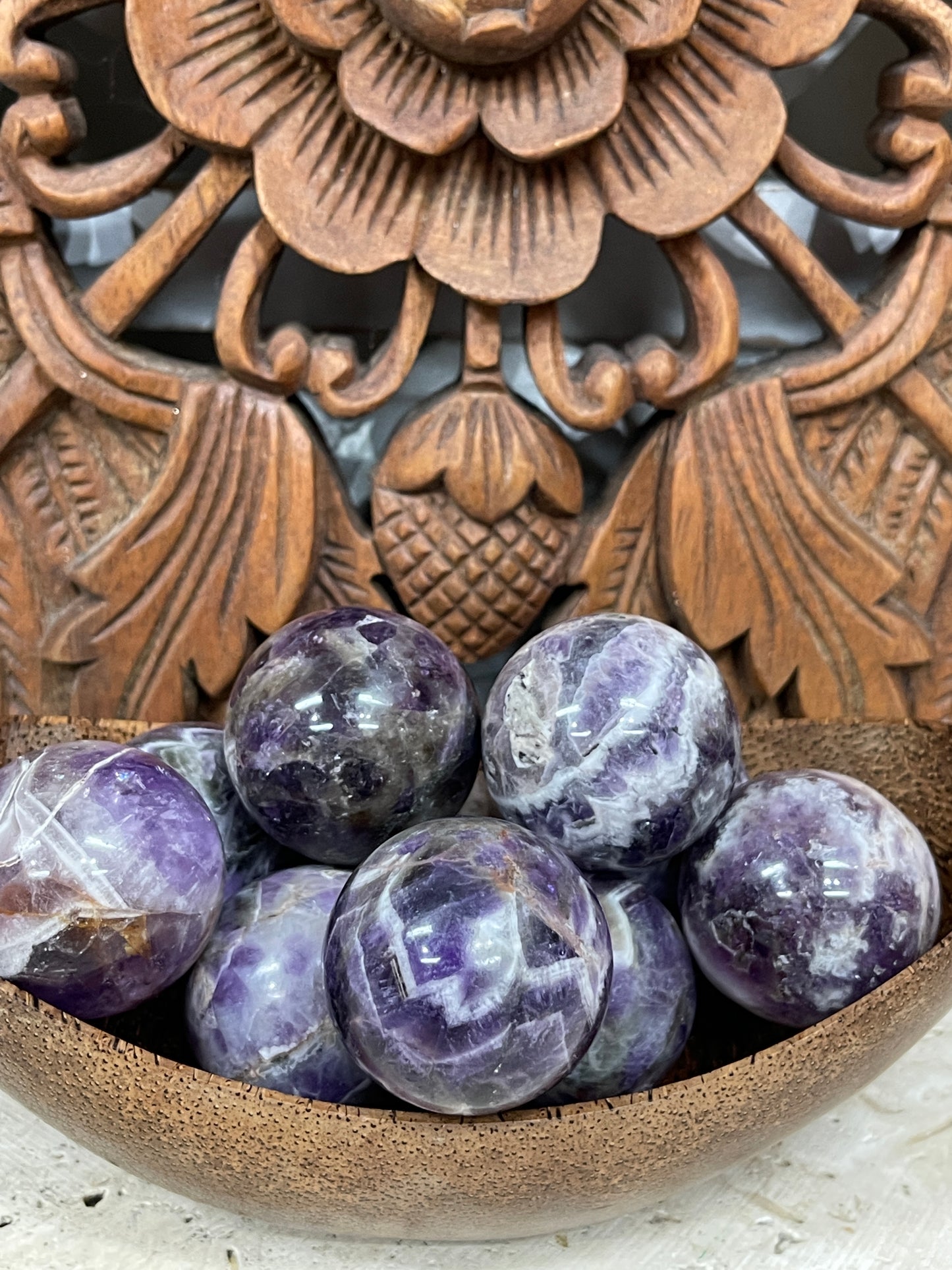 Chevron Amethyst Spheres