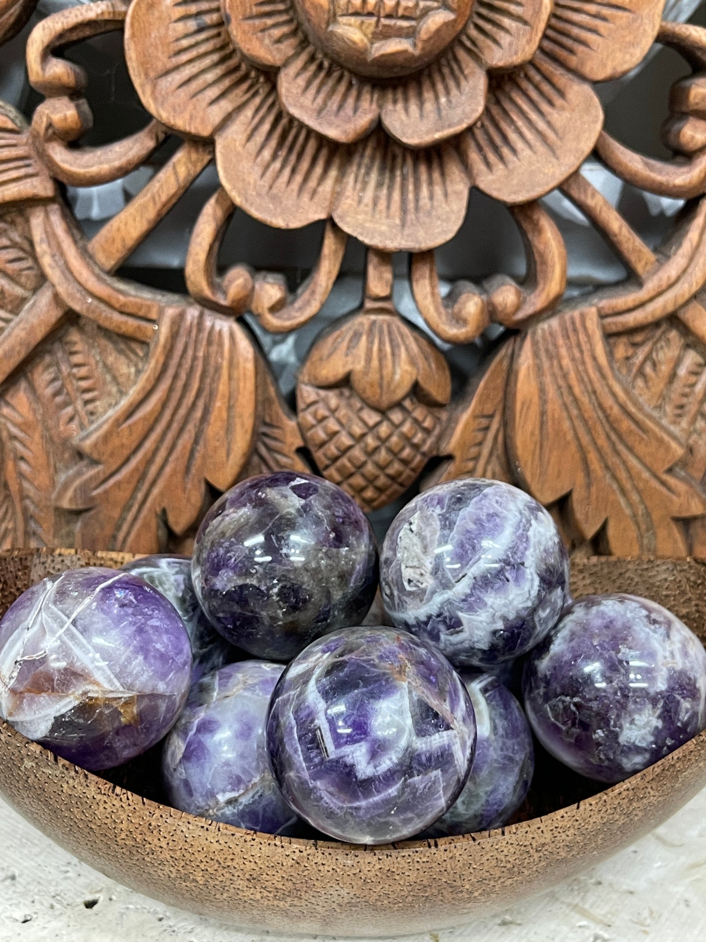 Chevron Amethyst Spheres