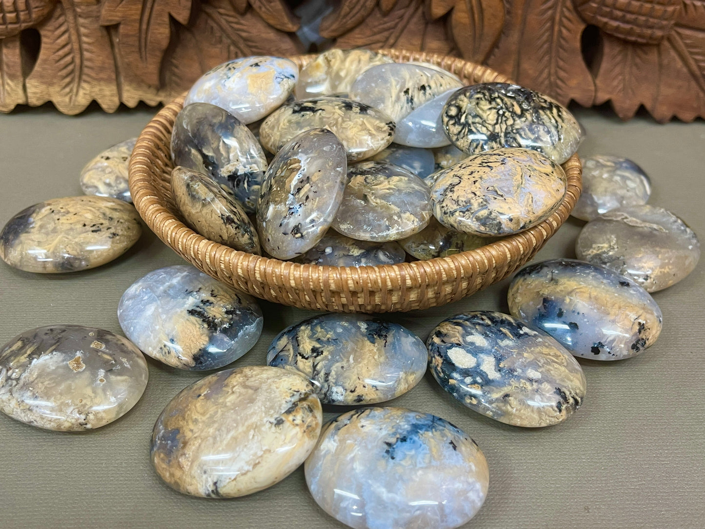 Tiger Dendrite Palmstones from Indonesia