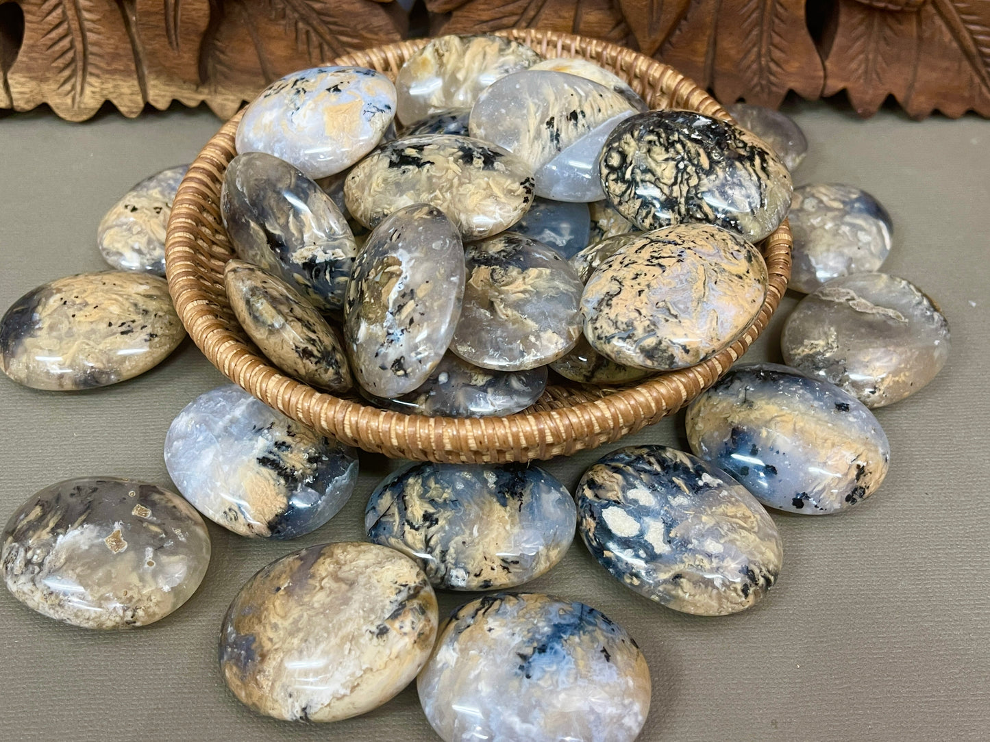 Tiger Dendrite Palmstones from Indonesia