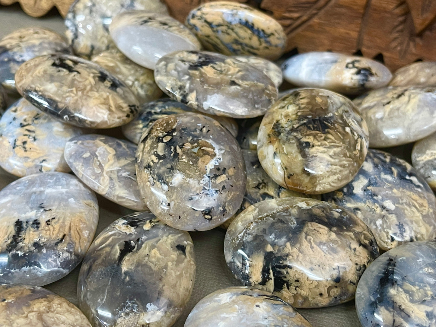 Tiger Dendrite Palmstones from Indonesia