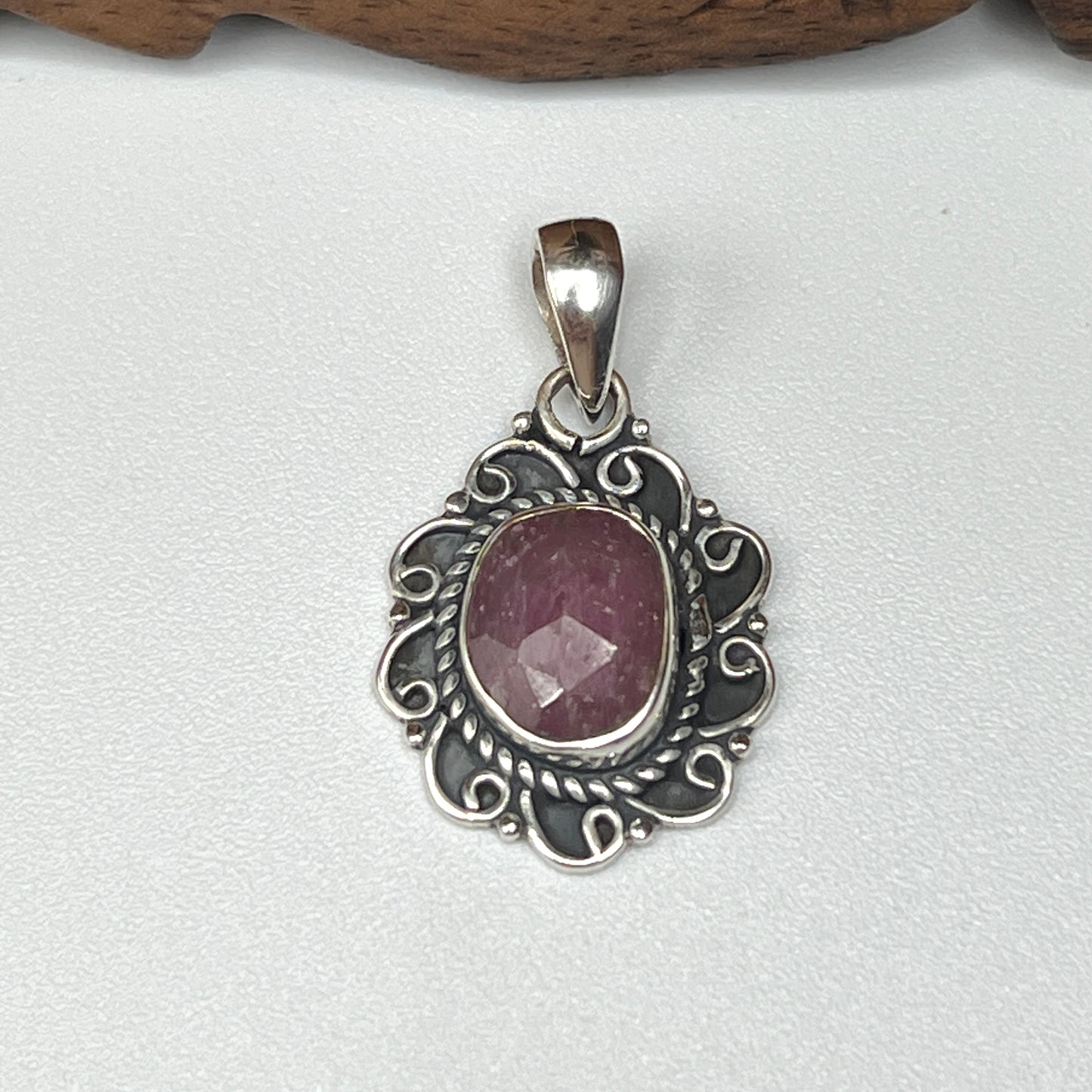 Checker Cut Ruby Pendants