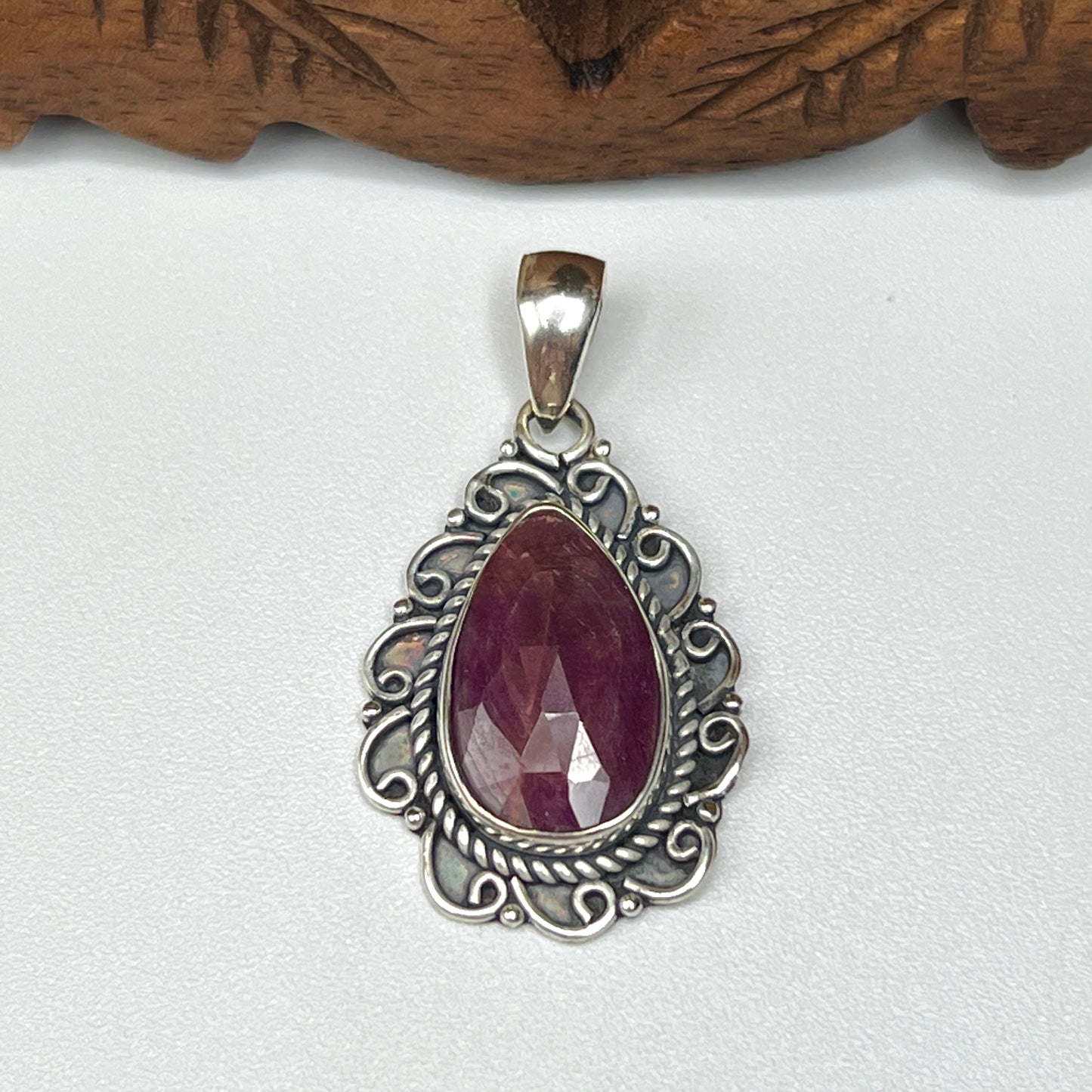 Checker Cut Ruby Pendants