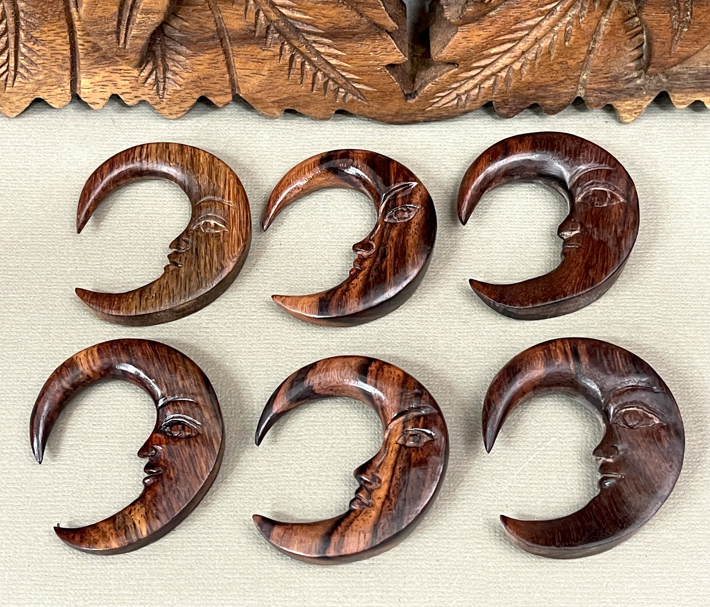 Crescent Moon Gauged Earrings - Available in 0-1/2"