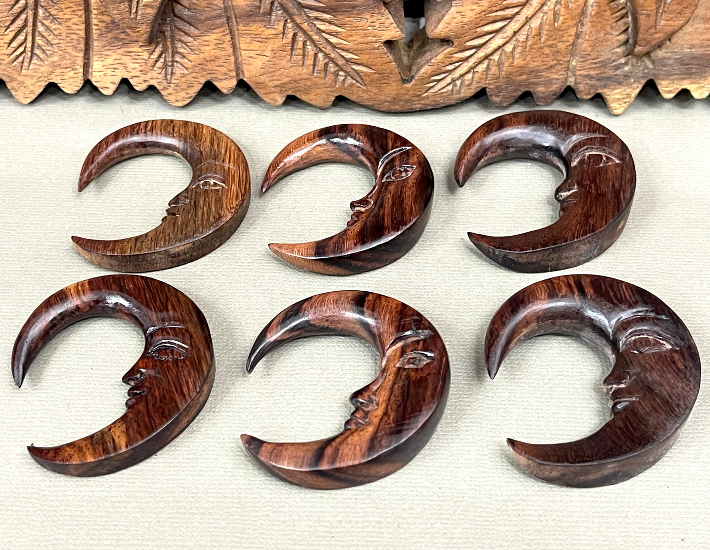Crescent Moon Gauged Earrings - Available in 0-1/2"
