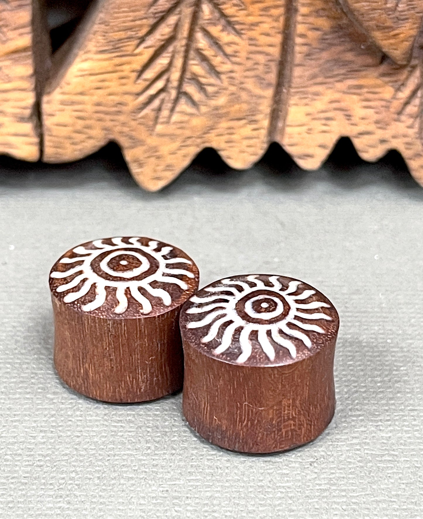 Saba Wood Plug Earrings - 5/8"