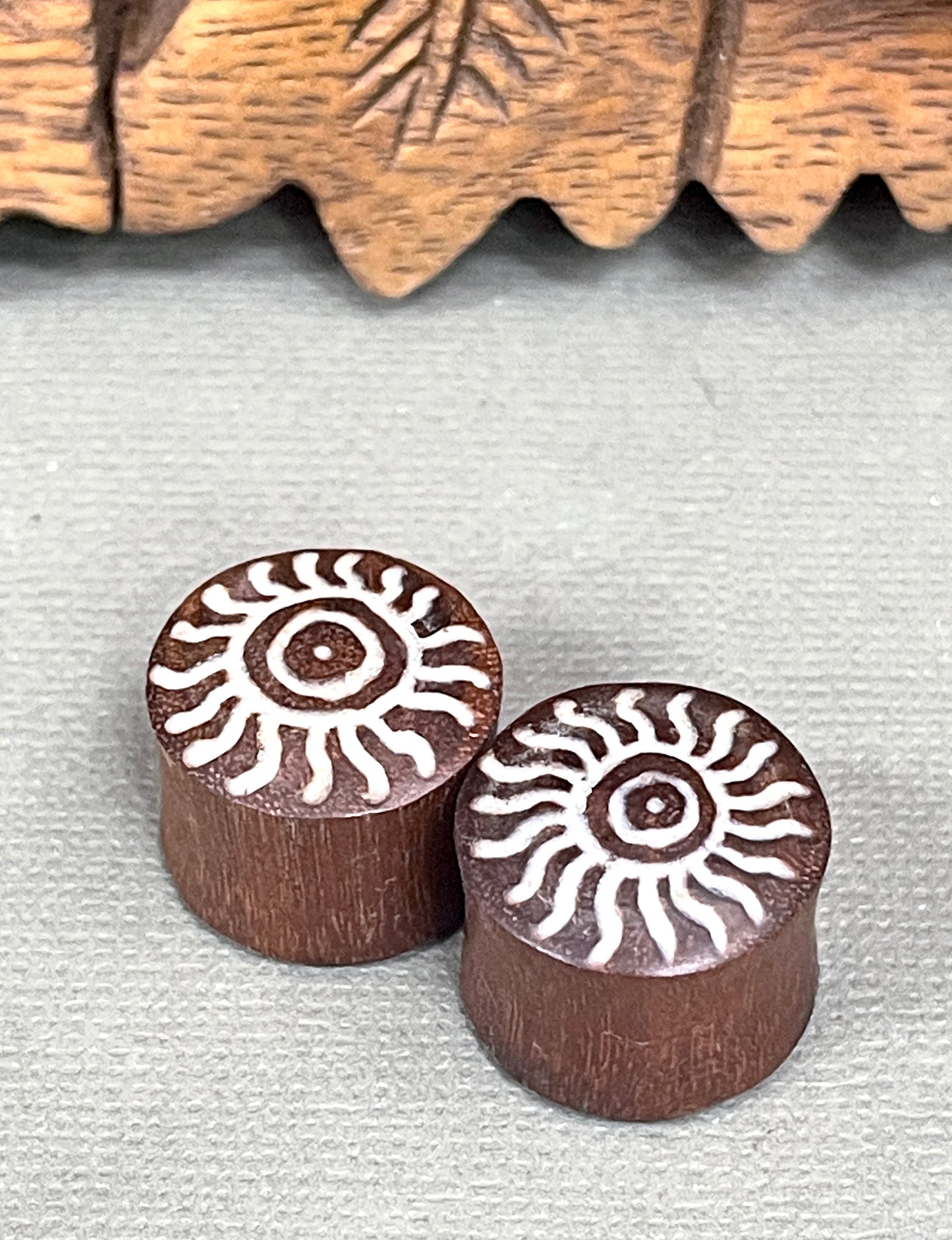 Saba Wood Plug Earrings - 5/8"