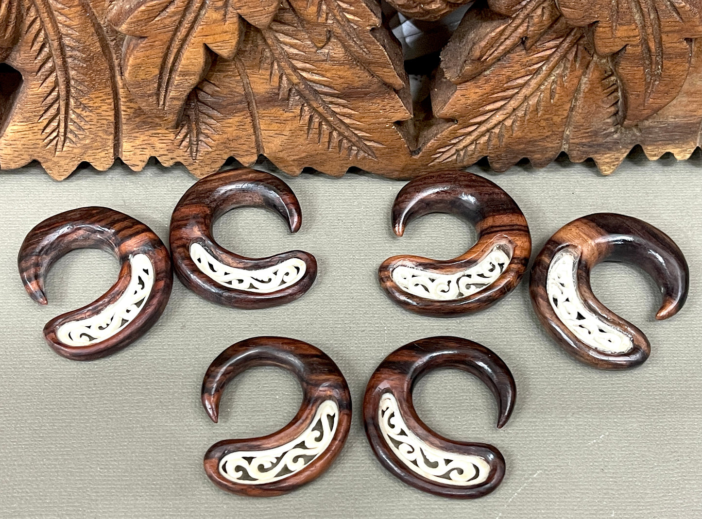 Sono Wood/Bone Gauged Earrings - Available in 0-1/2"