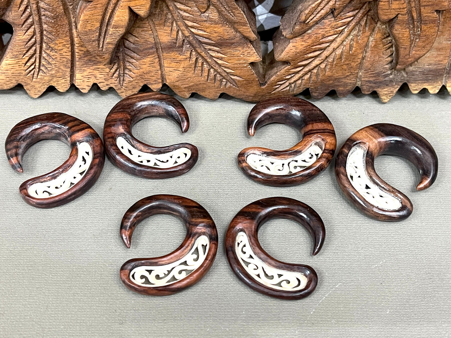 Sono Wood/Bone Gauged Earrings - Available in 0-1/2"