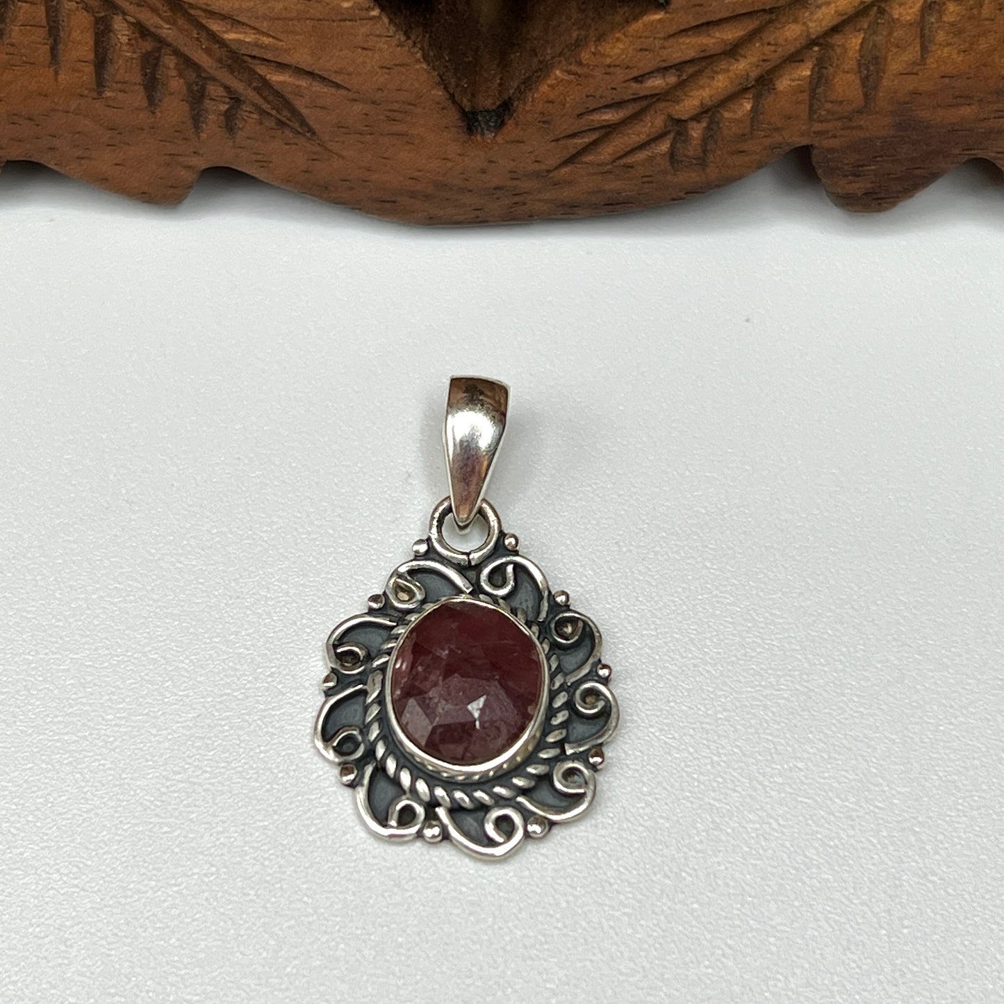 Checker Cut Ruby Pendants