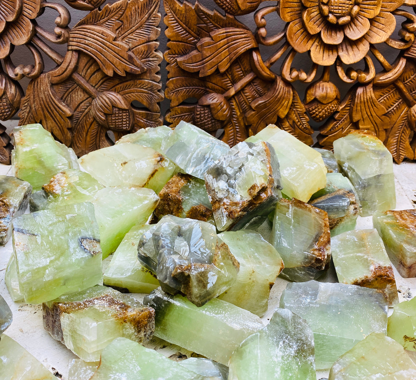 Green Calcite Chunks