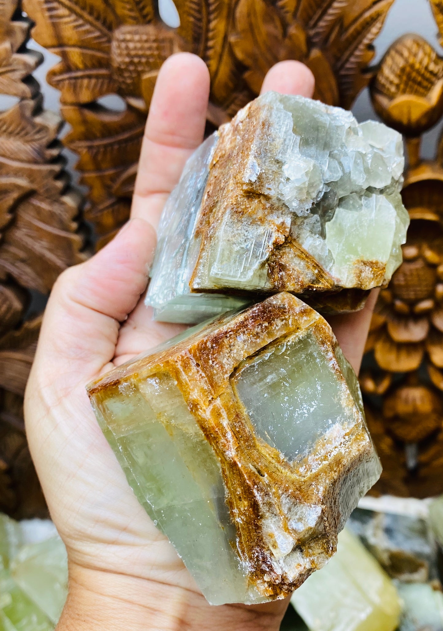 Green Calcite Chunks