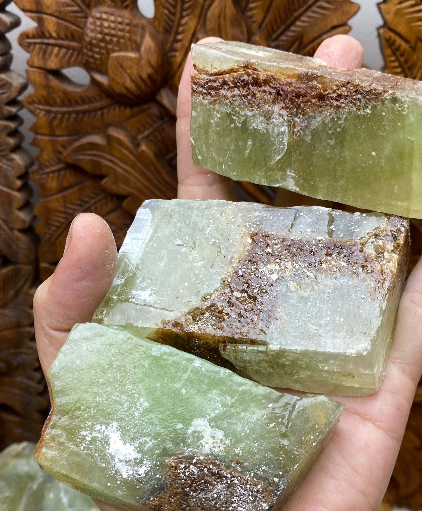Green Calcite Chunks