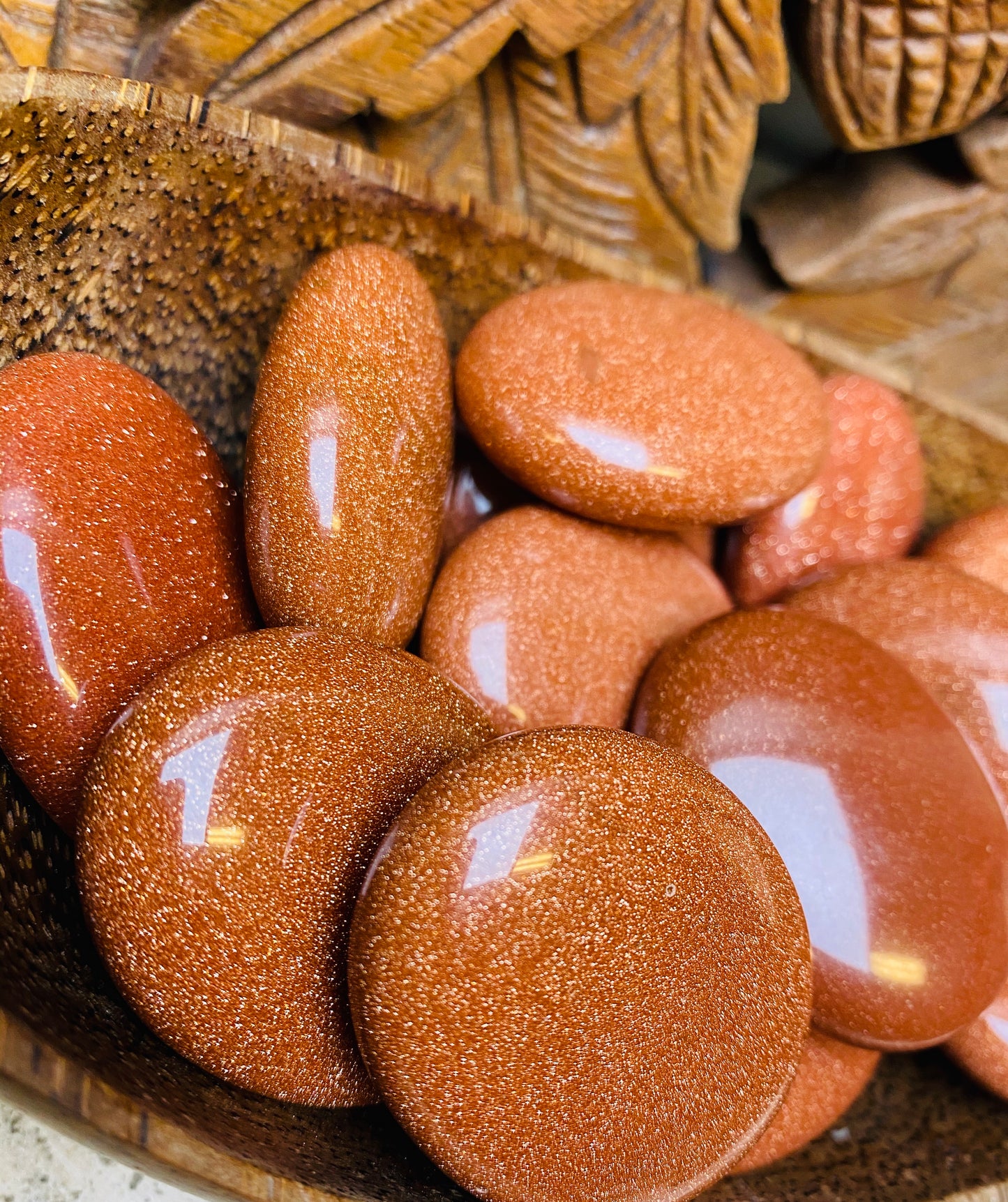 Goldstone and Blue Goldstone Palm Stones