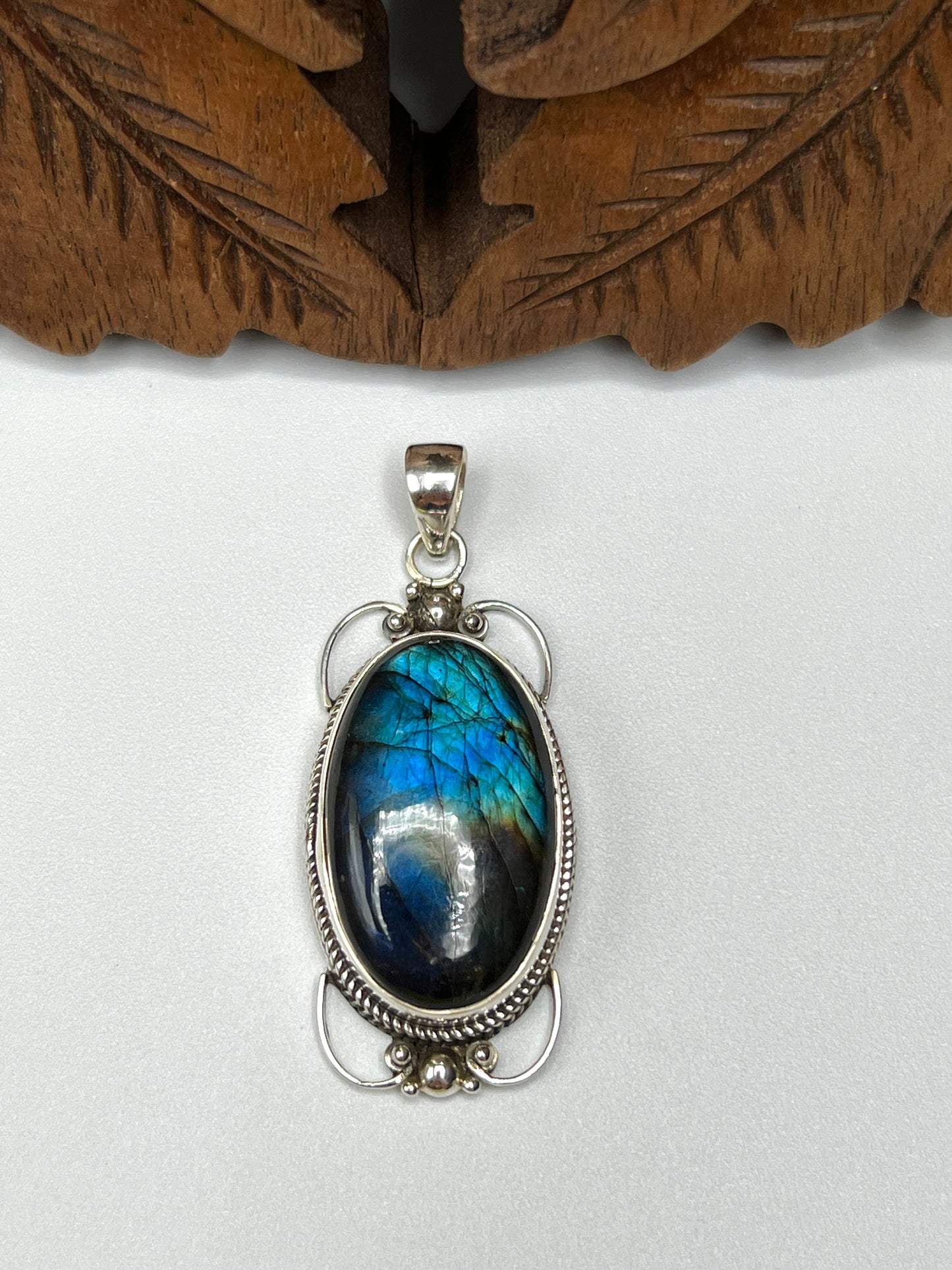 Large Victorian Mirror Labradorite Pendants
