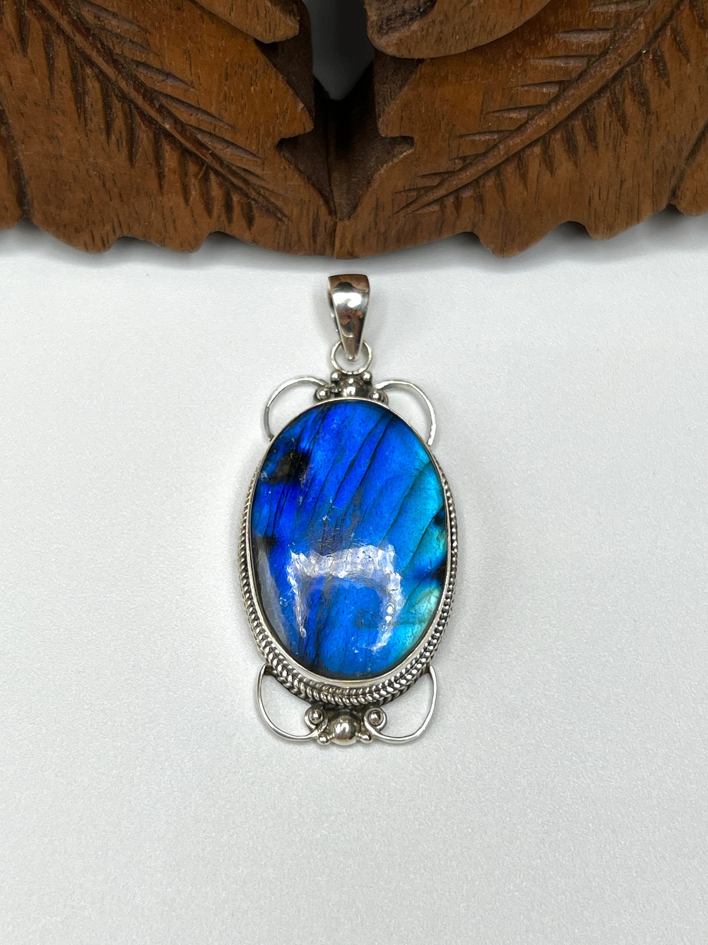 Large Victorian Mirror Labradorite Pendants