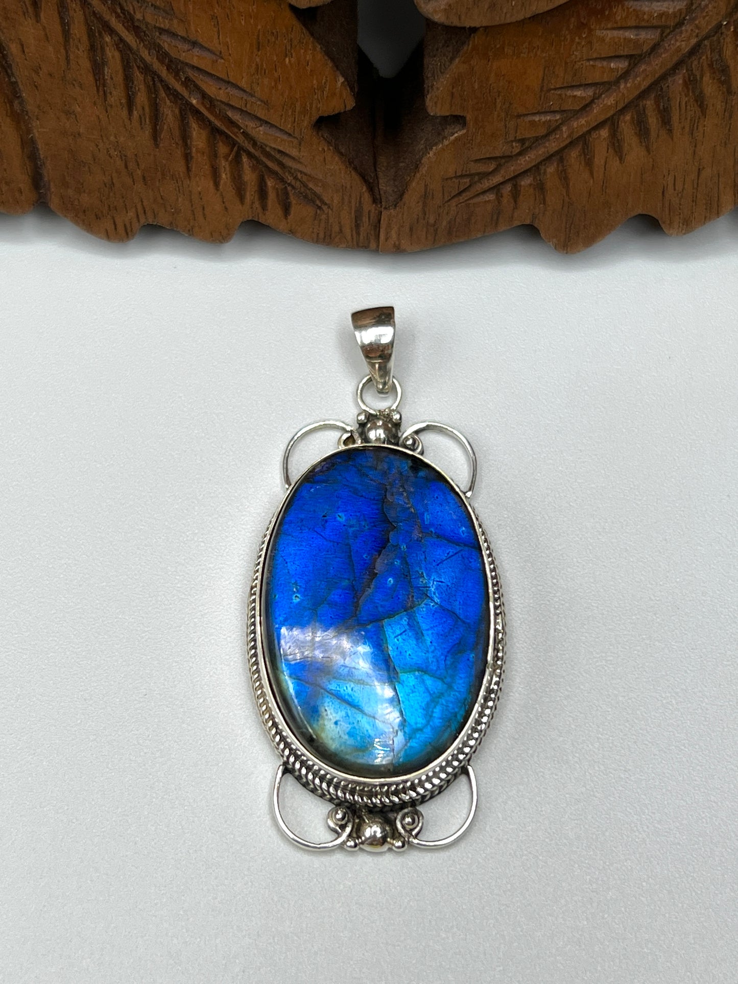 Large Victorian Mirror Labradorite Pendants