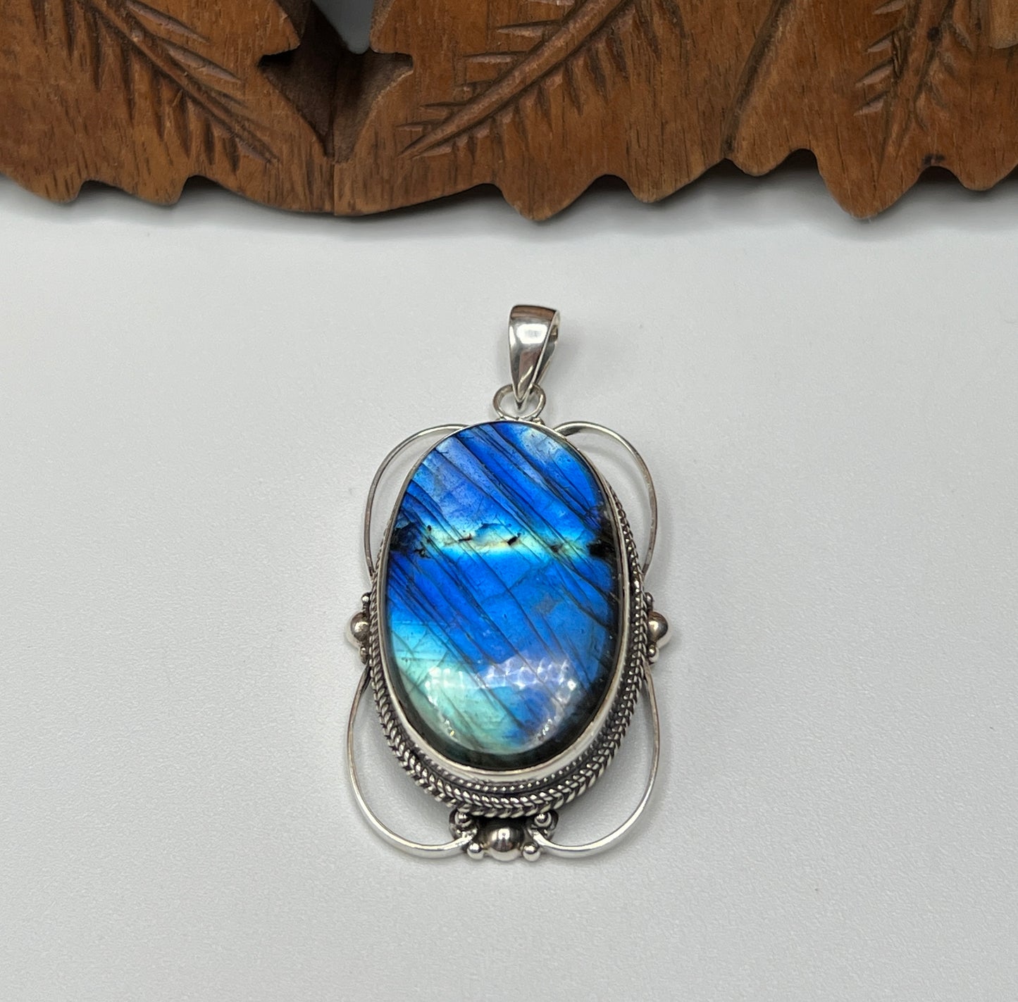 Large Victorian Mirror Labradorite Pendants