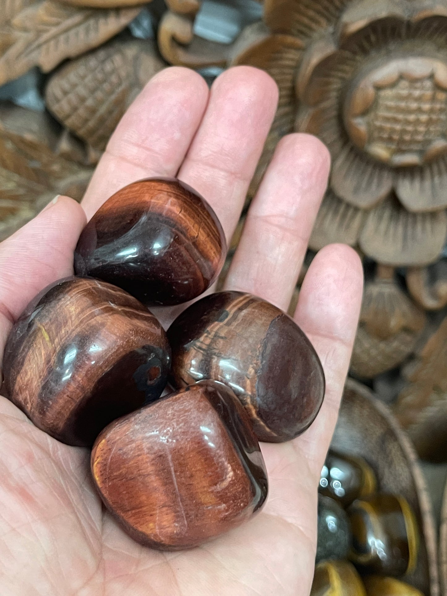 Large Tigers Eye Tumbles - Golden , Red or Blue Available