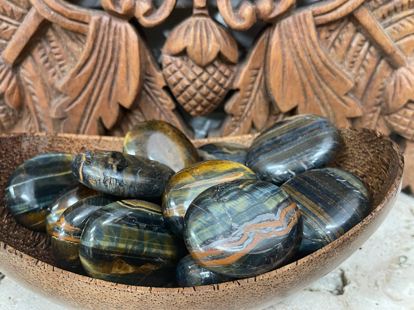 Blue Tiger's Eye Palm Stones