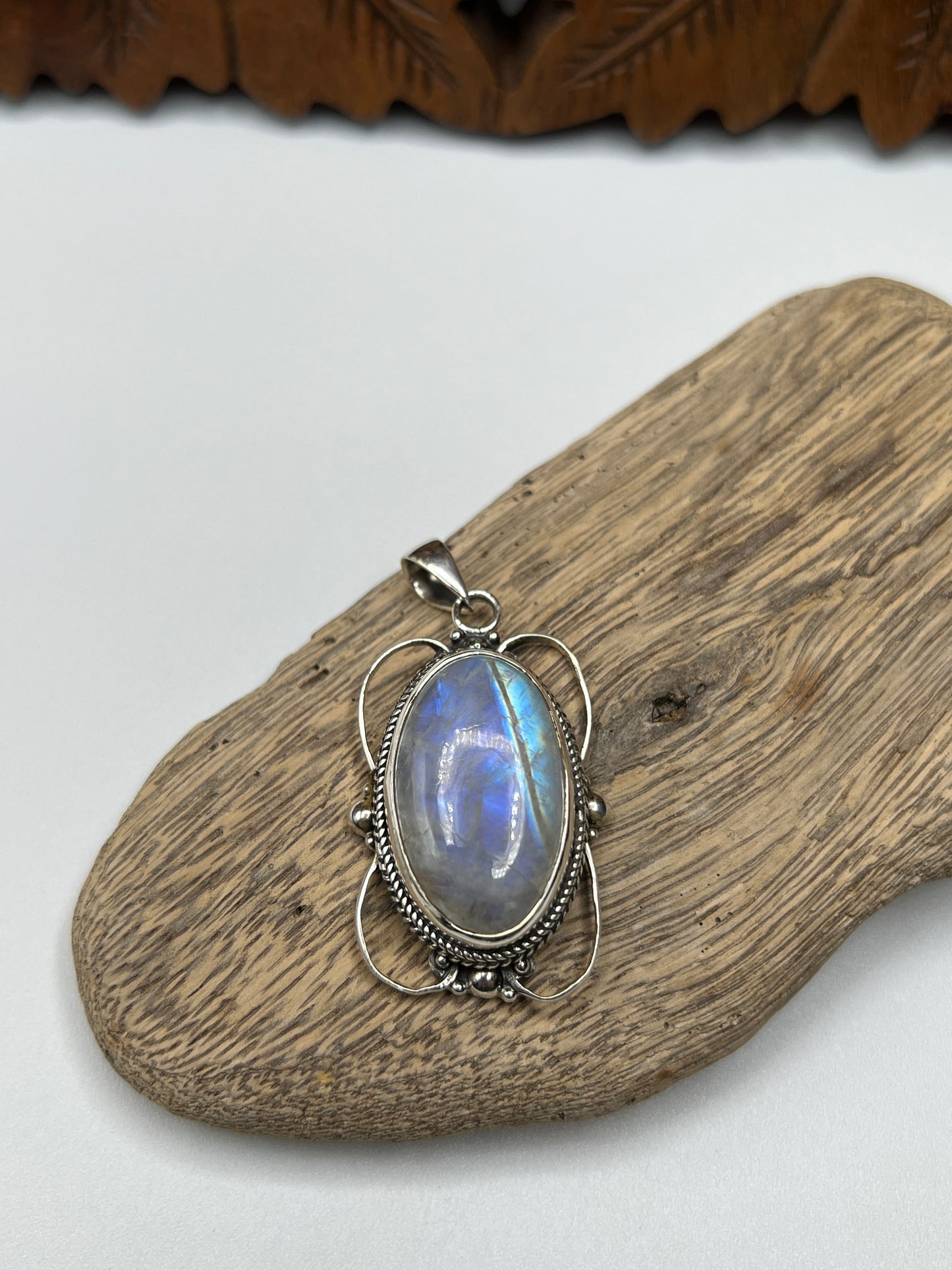 Large Victorian Mirror Moonstone Pendants