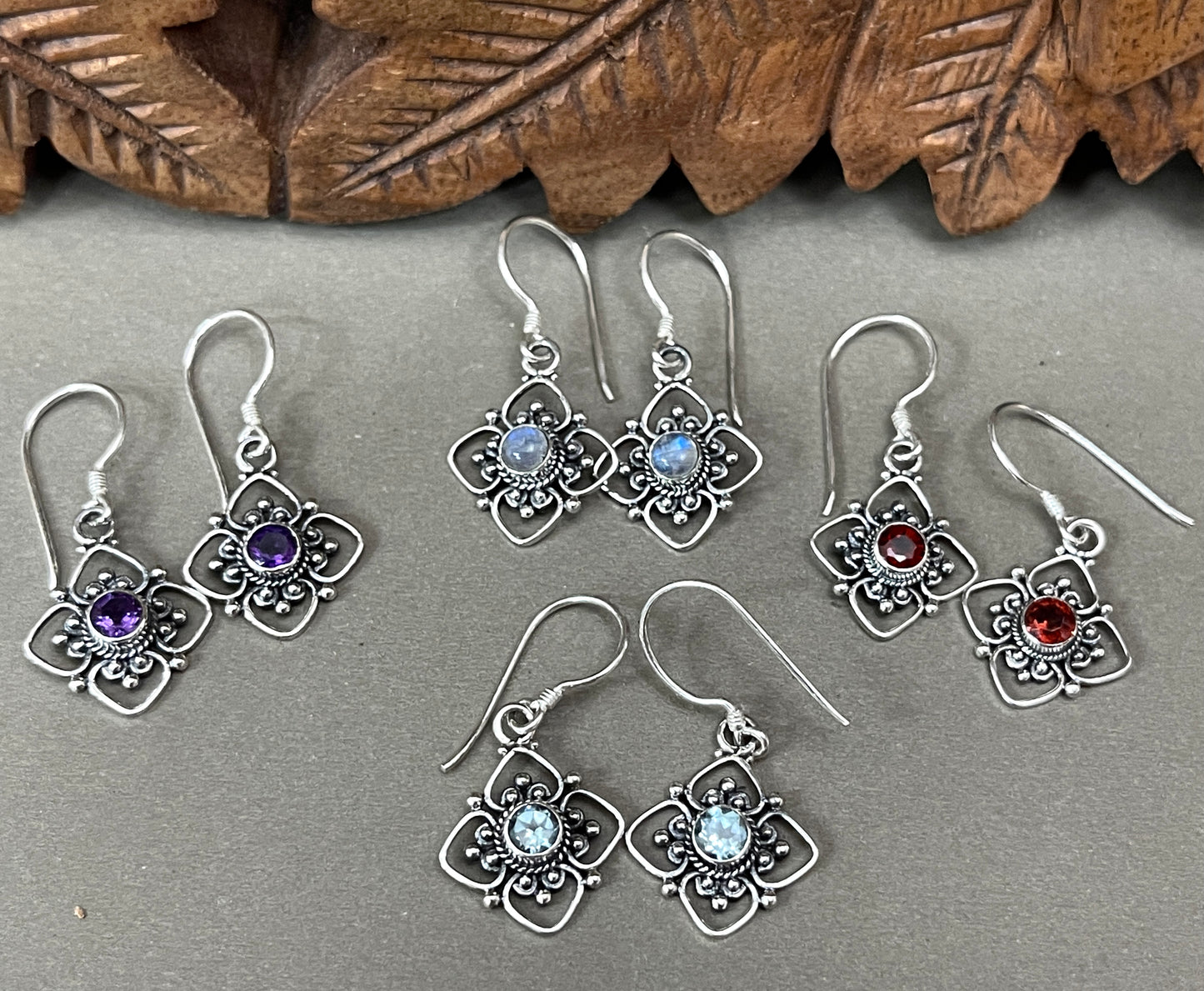 Balinese Filigree Earrings | 4 Stones
