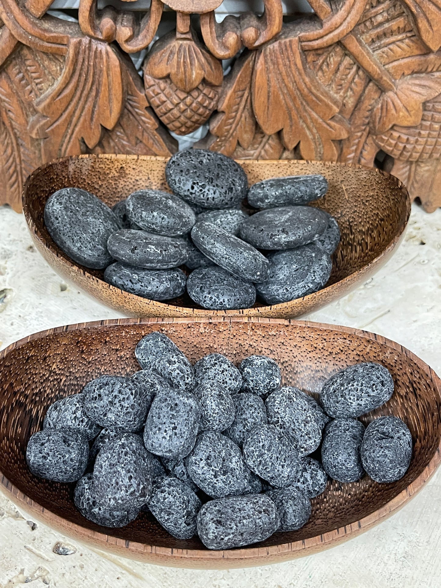Black Lava Stone Palm Stones
