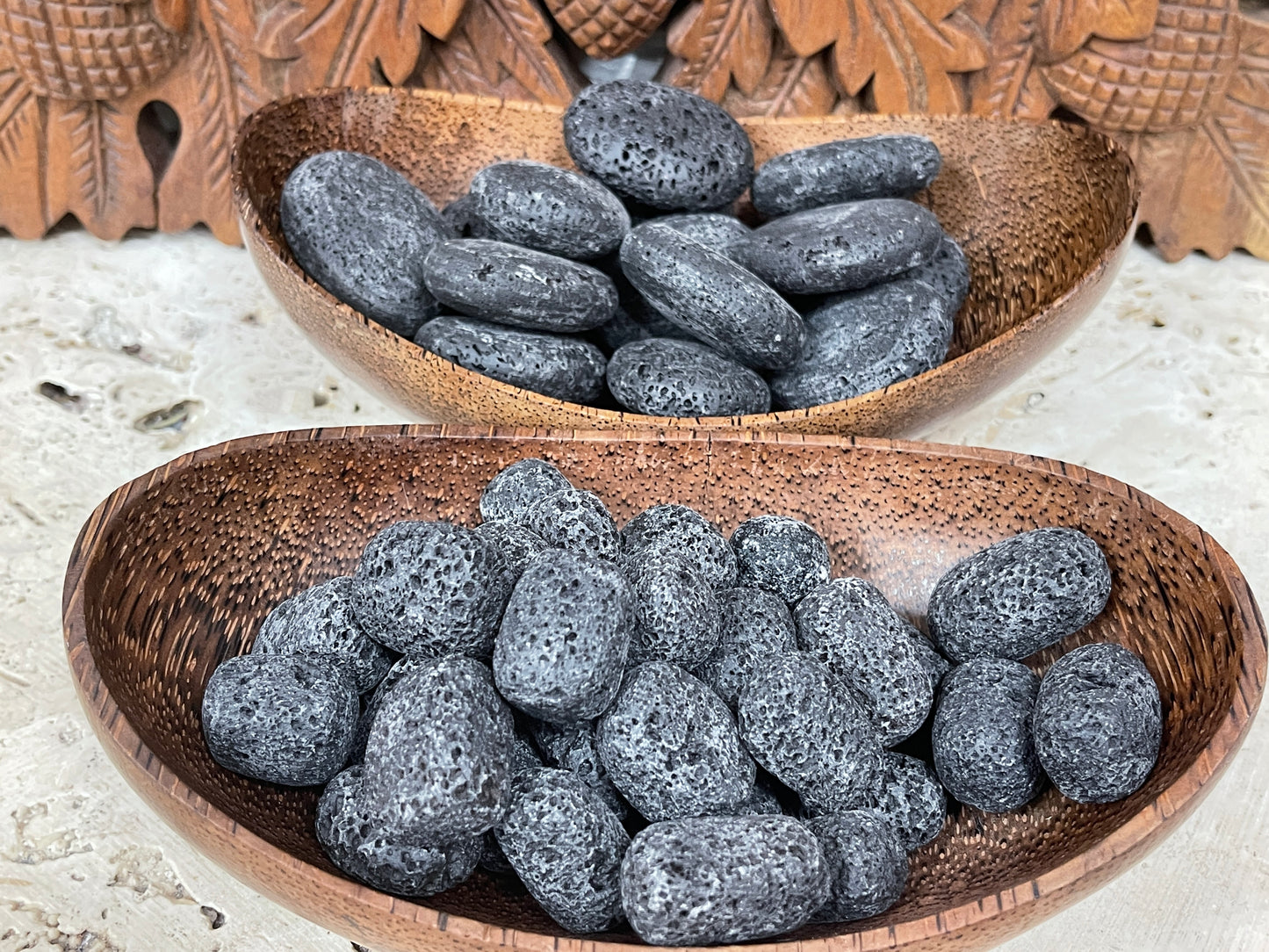 Black Lava Stone Palm Stones