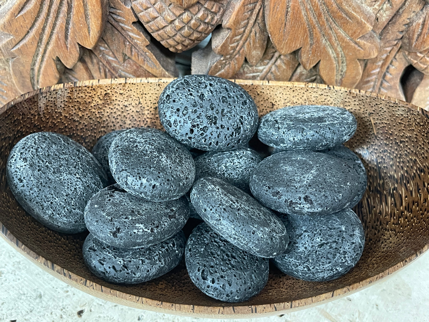 Black Lava Stone Palm Stones