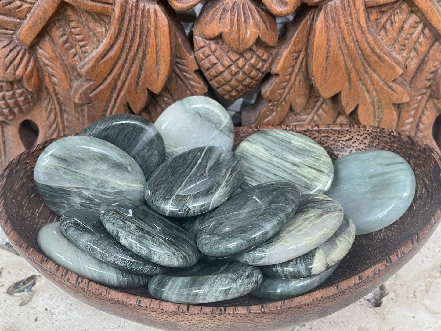 Green Hair Jasper Worry Stones