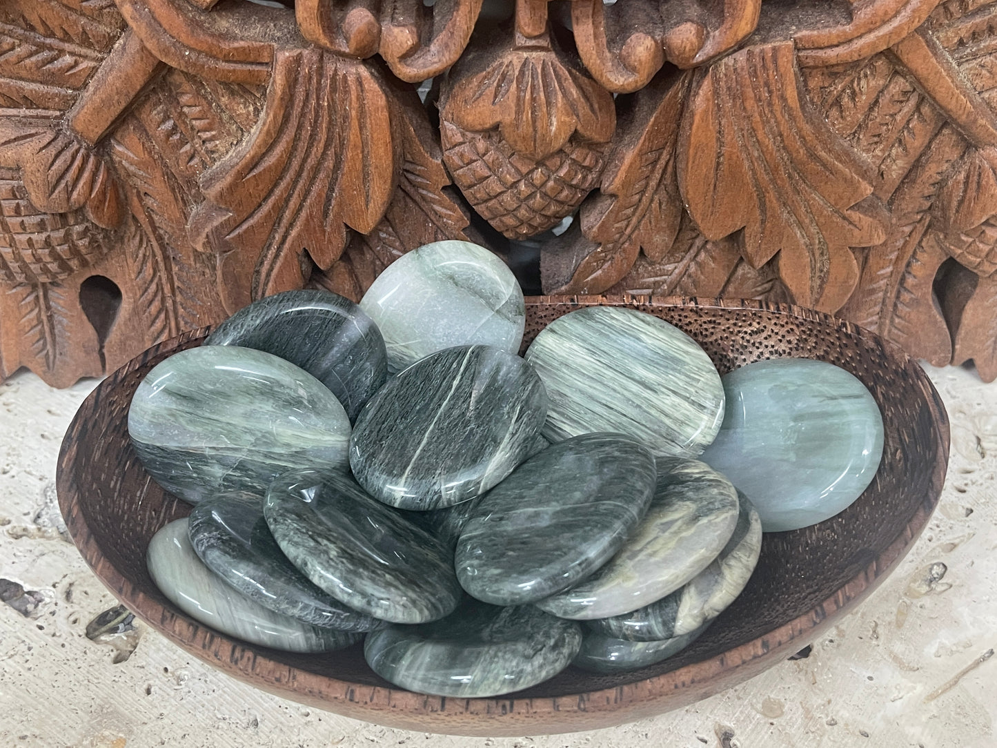Green Hair Jasper Worry Stones