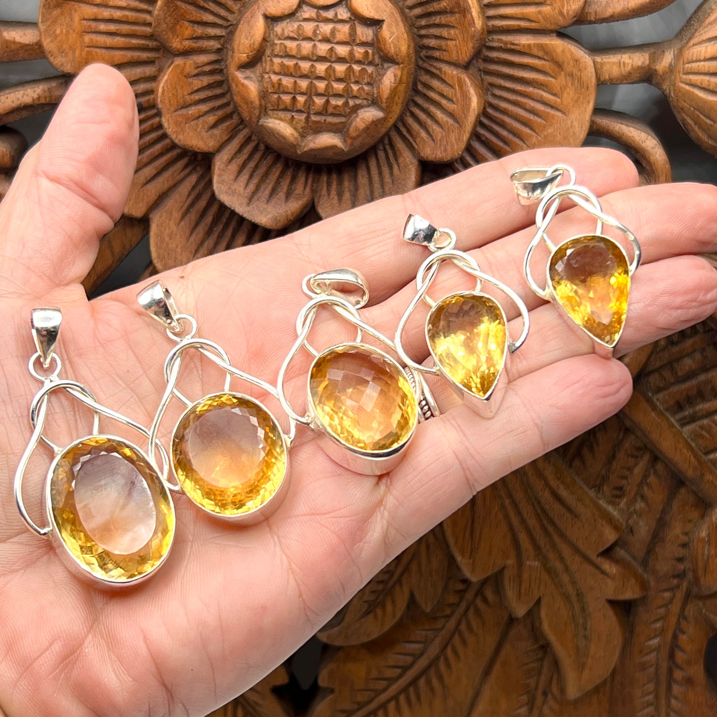 Natural Large Stone Citrine Pendants