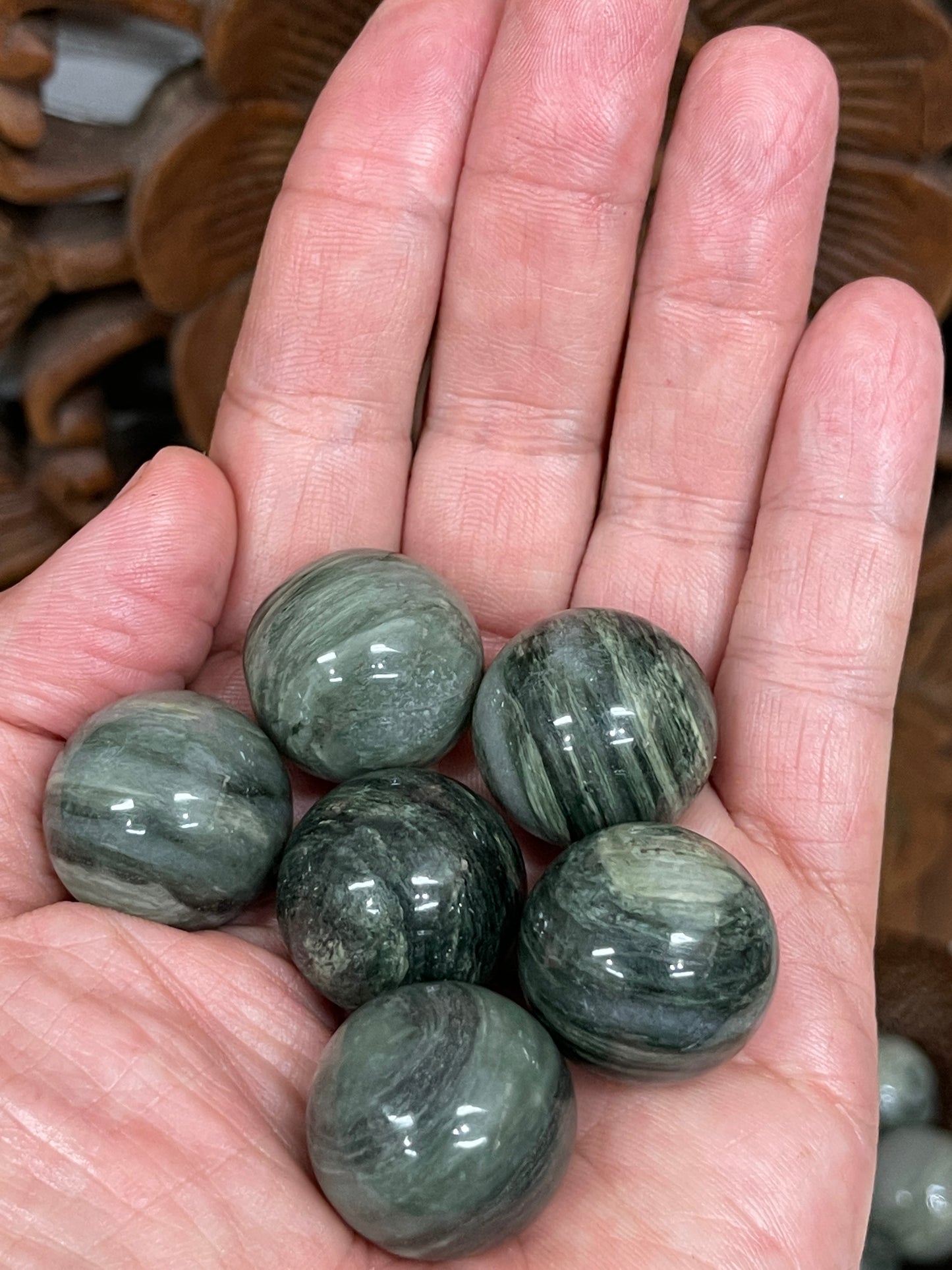 Green Hair Jasper Spheres