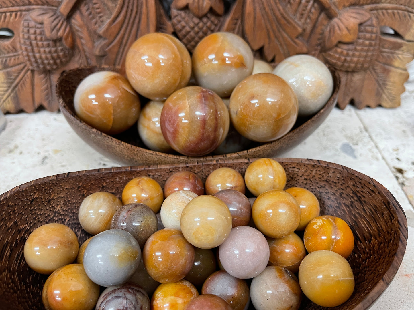 Golden Moonstone Spheres