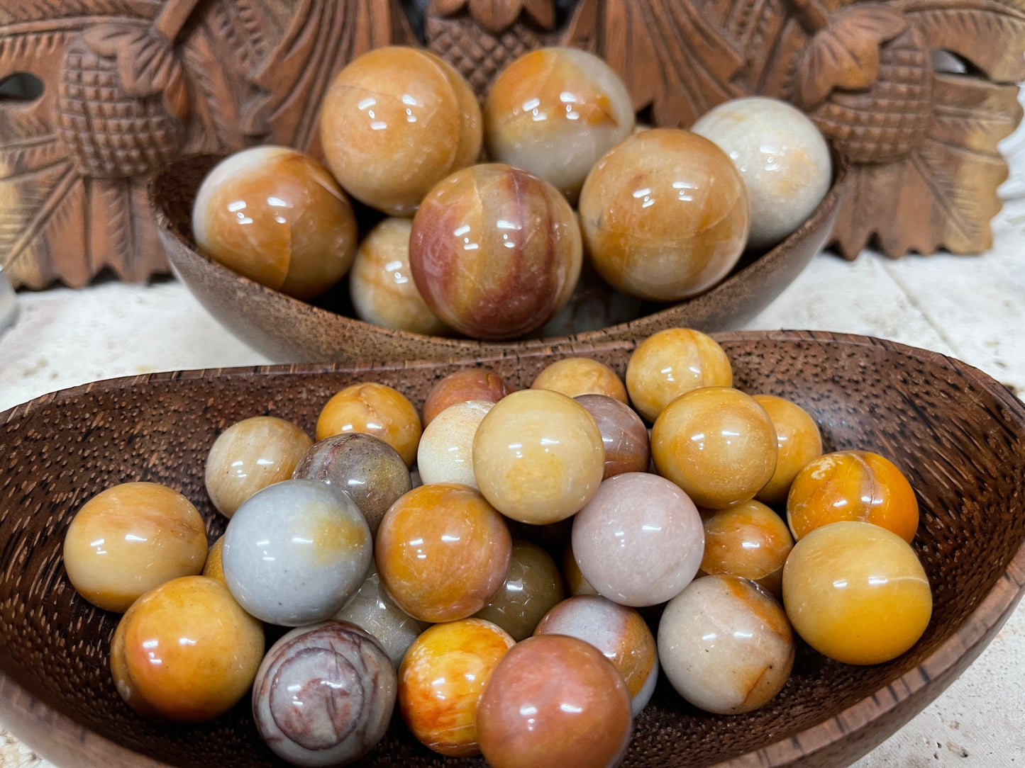 Golden Moonstone Spheres
