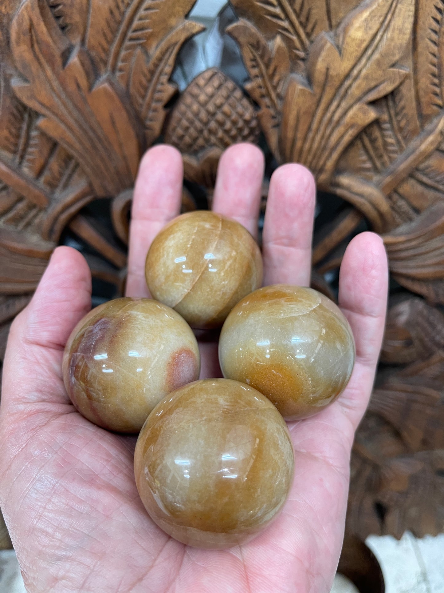 Golden Moonstone Spheres