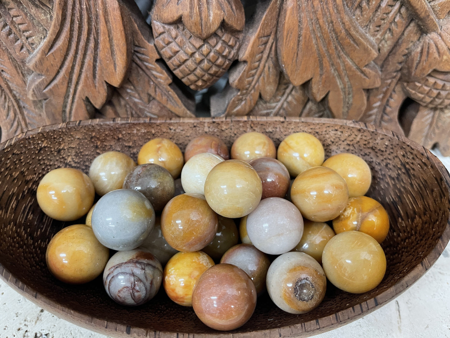 Golden Moonstone Spheres