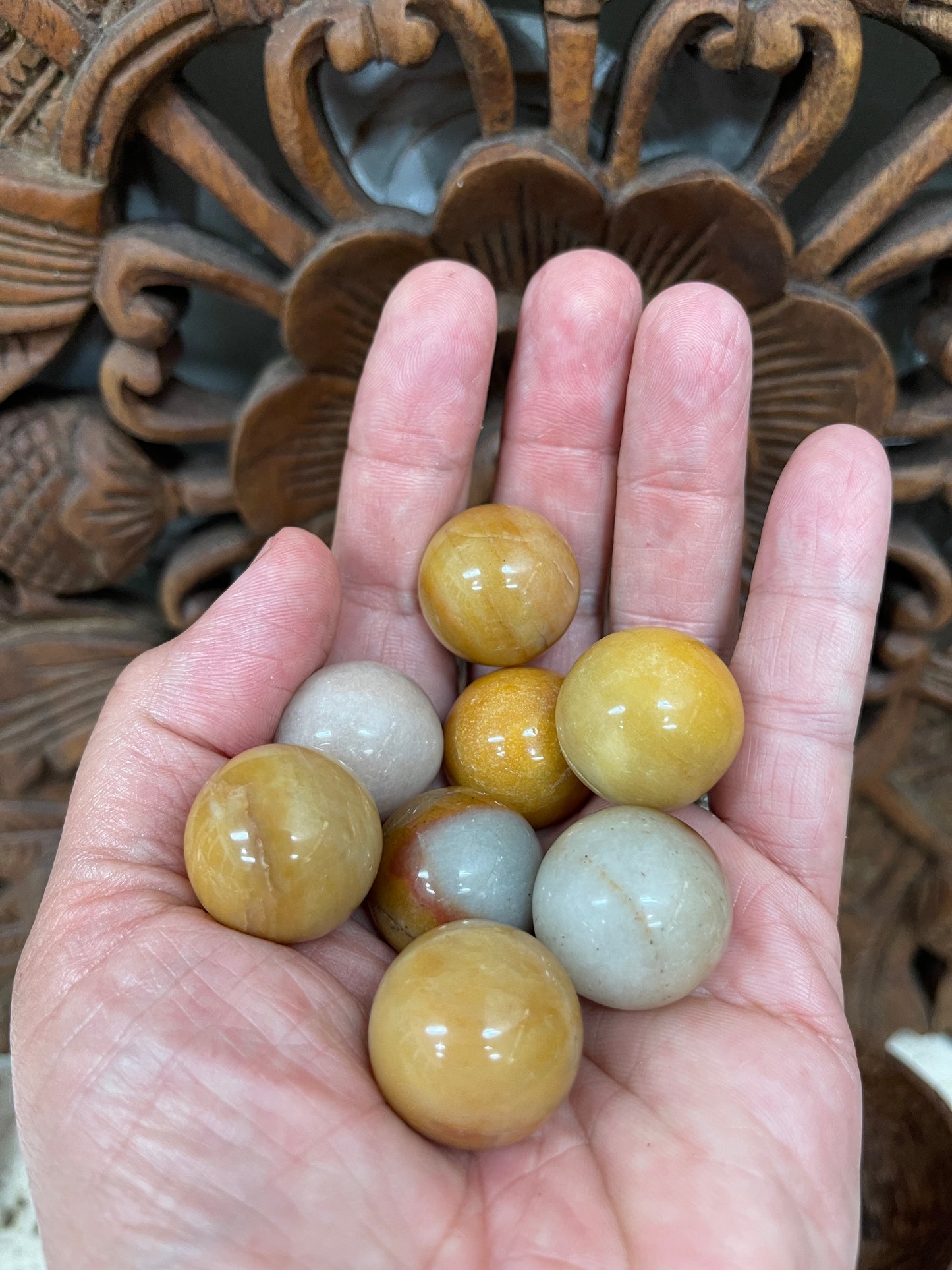 Golden Moonstone Spheres