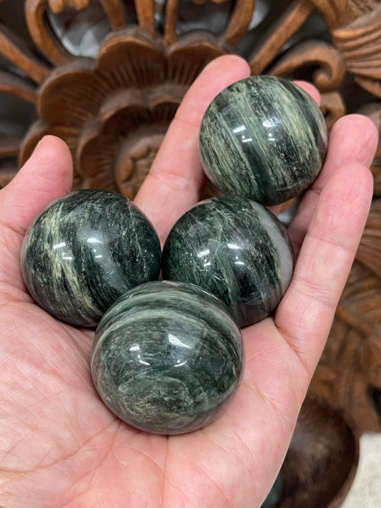Green Hair Jasper Spheres