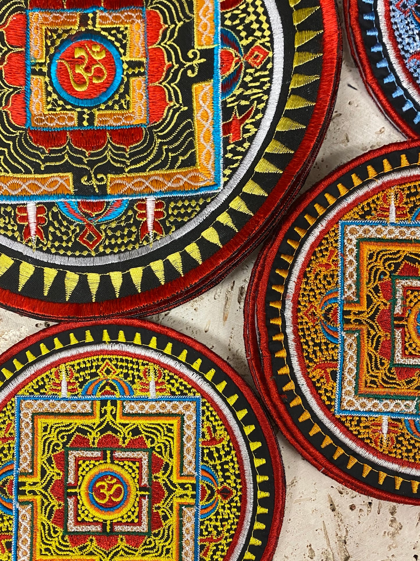 Handmade Embroidered Om Mandala Patches