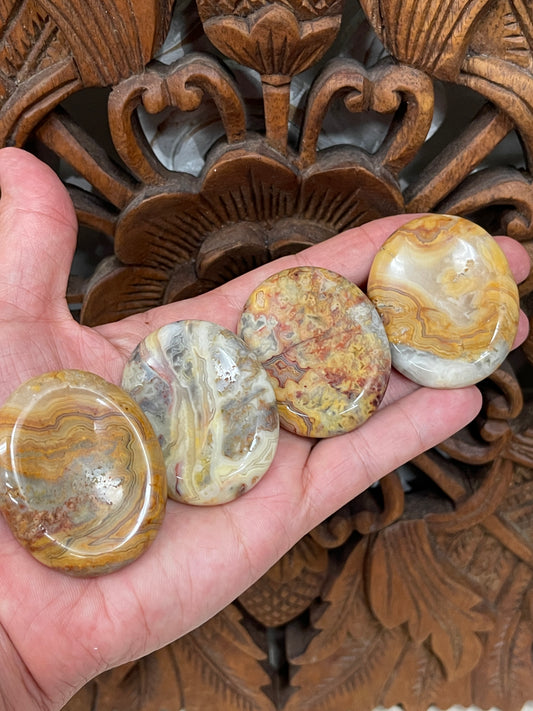 Yellow Crazy Lace Agate Worry Stones