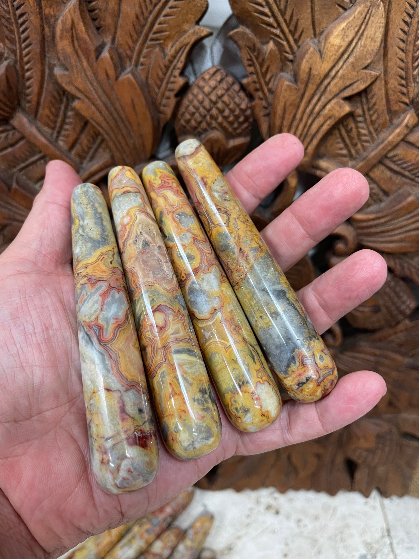 Yellow Crazy Lace Agate Wands