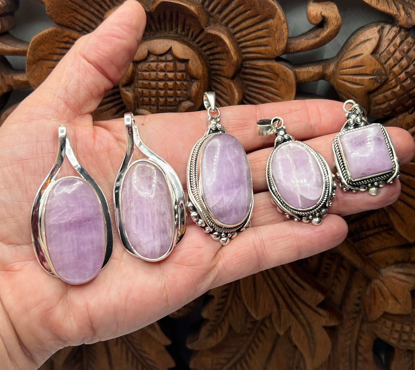 Large Stone Kunzite Pendants
